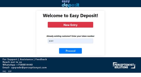 EasyDeposit home interface – upgrade traditional banking with online deposit slip solutions by upQRade